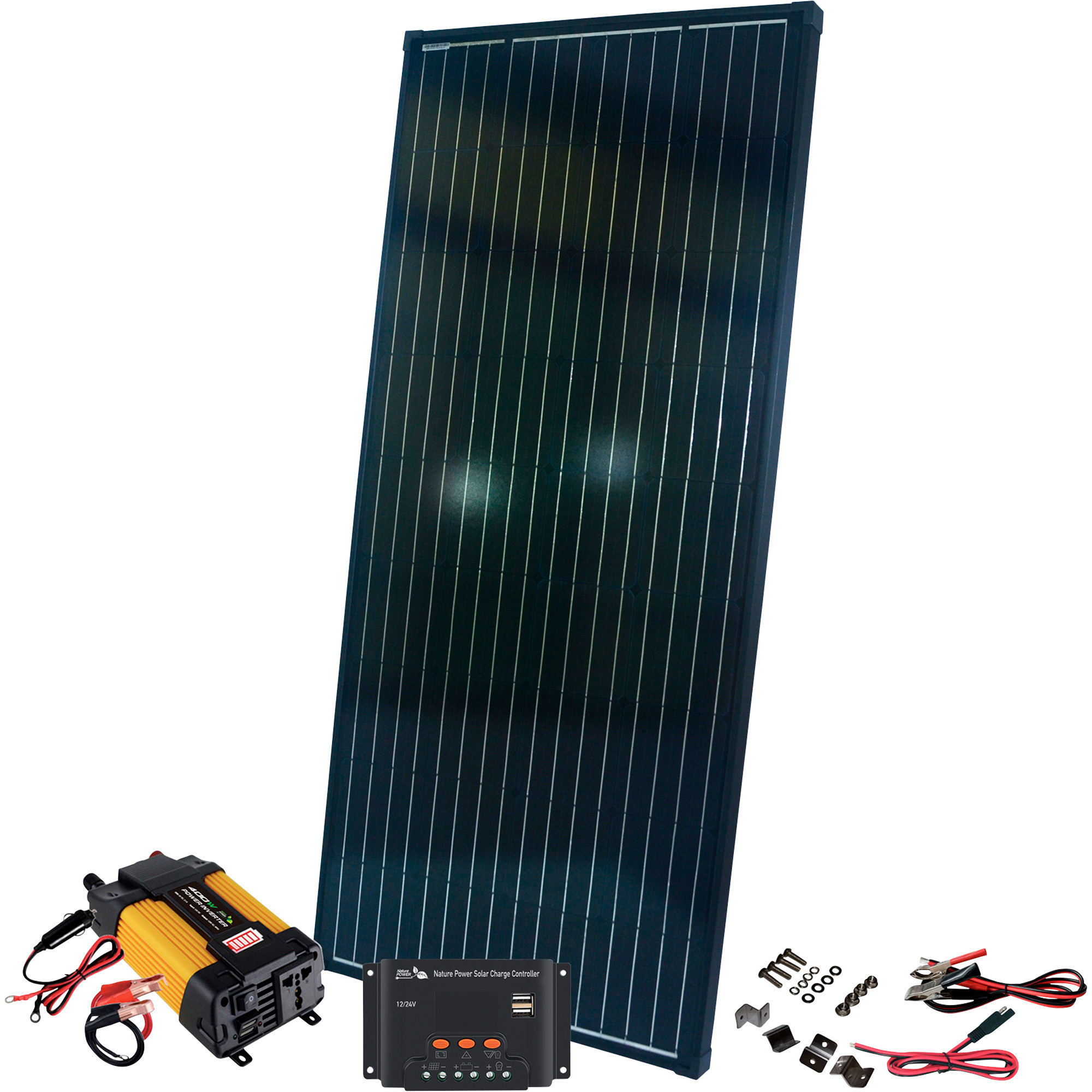 Nature Power 200 Watt Solar Panel Kit, Includes Power Inverter and Charge Controller, Model# 50201